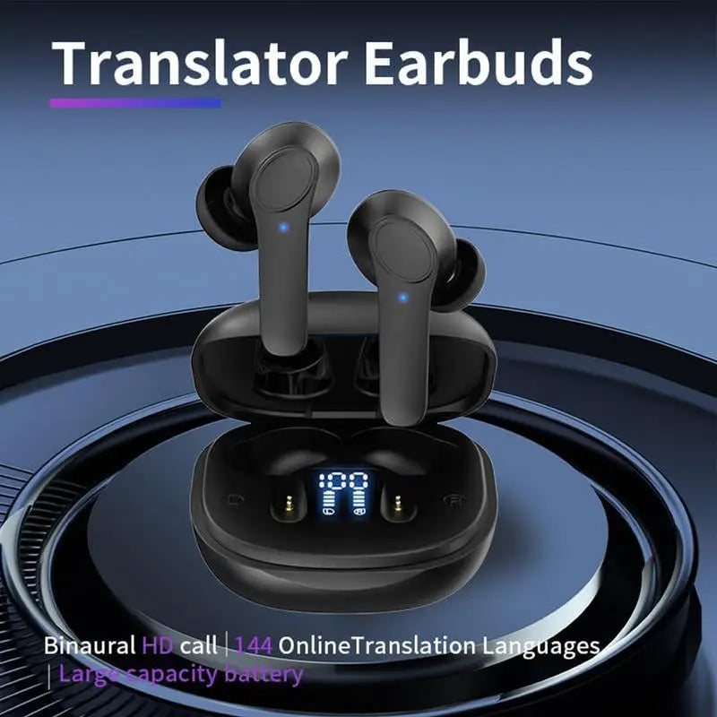 Language Translation Device Real-Time Instant Translator Earbuds Compact Size Communication Tool For Travel School Foreign