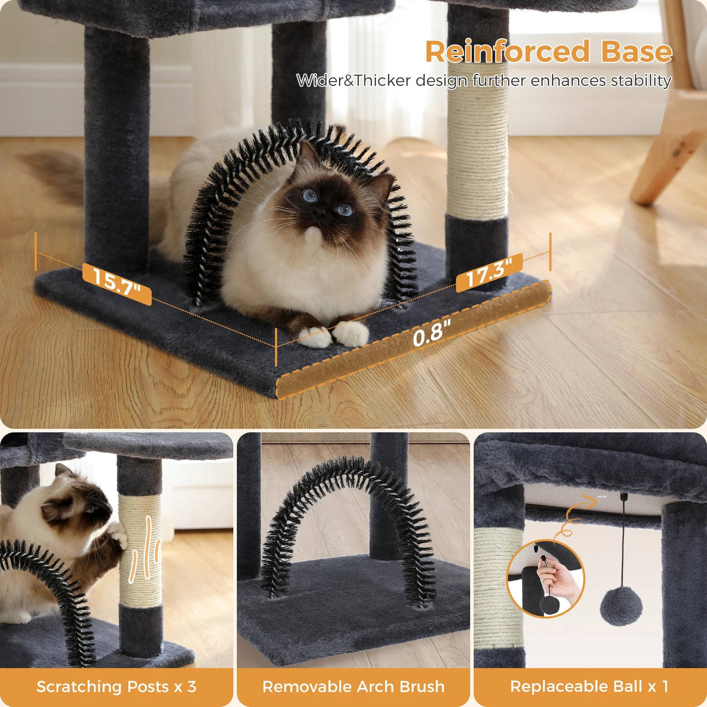 Cat Tree with Toy Cat Tower condo for Indoor Cats Cat House with Padded Plush Perch Cozy Hammock and Sisal Scratching Posts