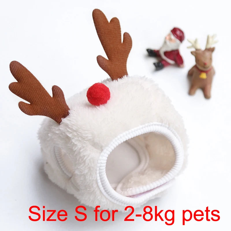 Christmas Pet Hat Cute Antlers Saliva Towel for Dog Cat Dress Up Supplies Scarf Autumn and Winter Clothes Pet Accessory