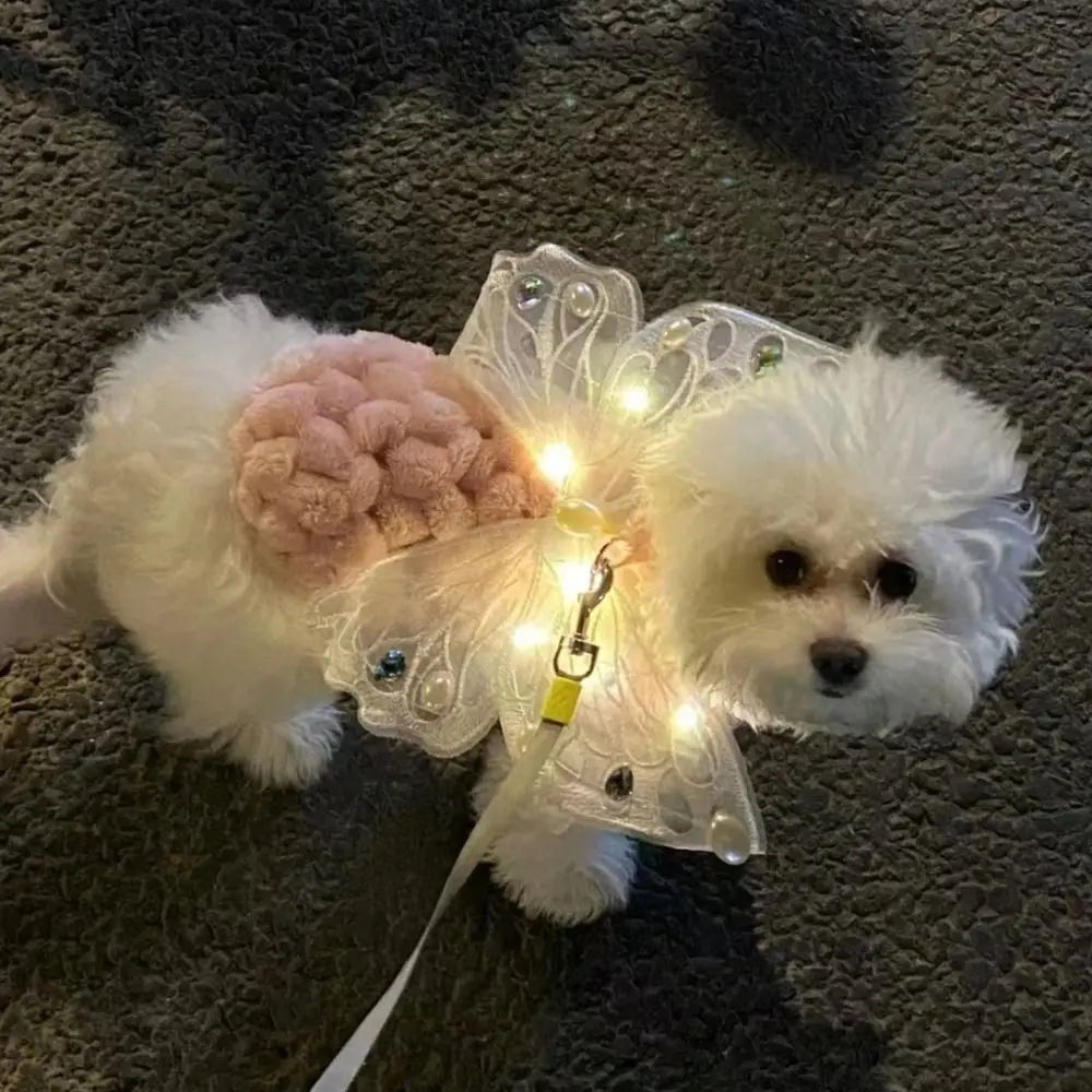 Dog Wings Glowing Butterfly Pet Back Decoration Cute Cat Accessories Dog Clothes for Small Medium Pet Supplies