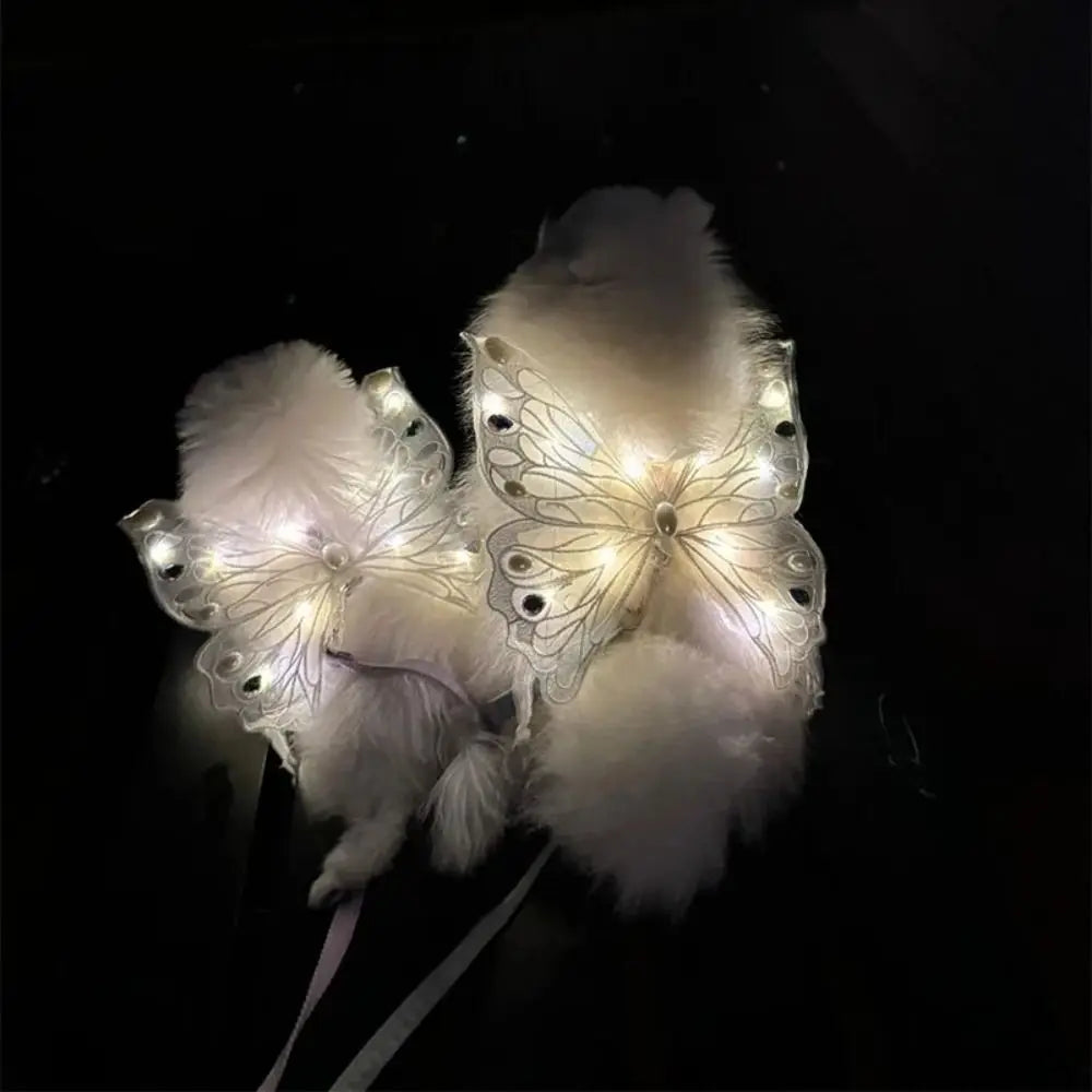 Dog Wings Glowing Butterfly Pet Back Decoration Cute Cat Accessories Dog Clothes for Small Medium Pet Supplies